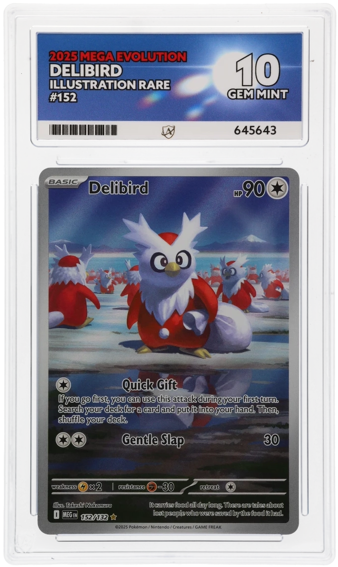 Delibird 152/132 Illustration Rare Mega Evolutions Graded Ace 10