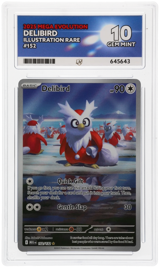 Delibird 152/132 Illustration Rare Mega Evolutions Graded Ace 10