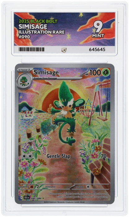 Simisage Black Bolt 090/086 Graded ACE 9 - Low pop, great serial number!