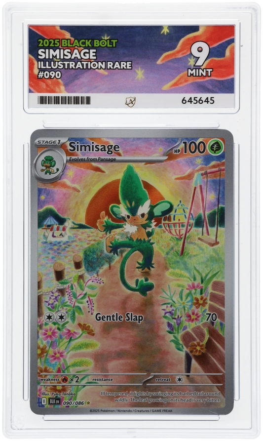 Simisage Black Bolt 090/086 Graded ACE 9 - Low pop, great serial number!