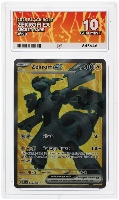 Zekrom EX Black Bolt 158/086 Graded ACE 10 - PERFECT SUBGRADES!!