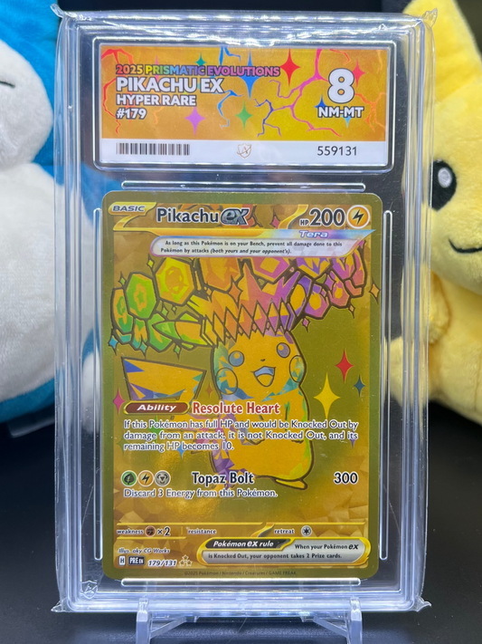 Pikachu EX Prismatic Evolutions 179/131 Hyper Rare Graded Near Mint-Mint Ace 8